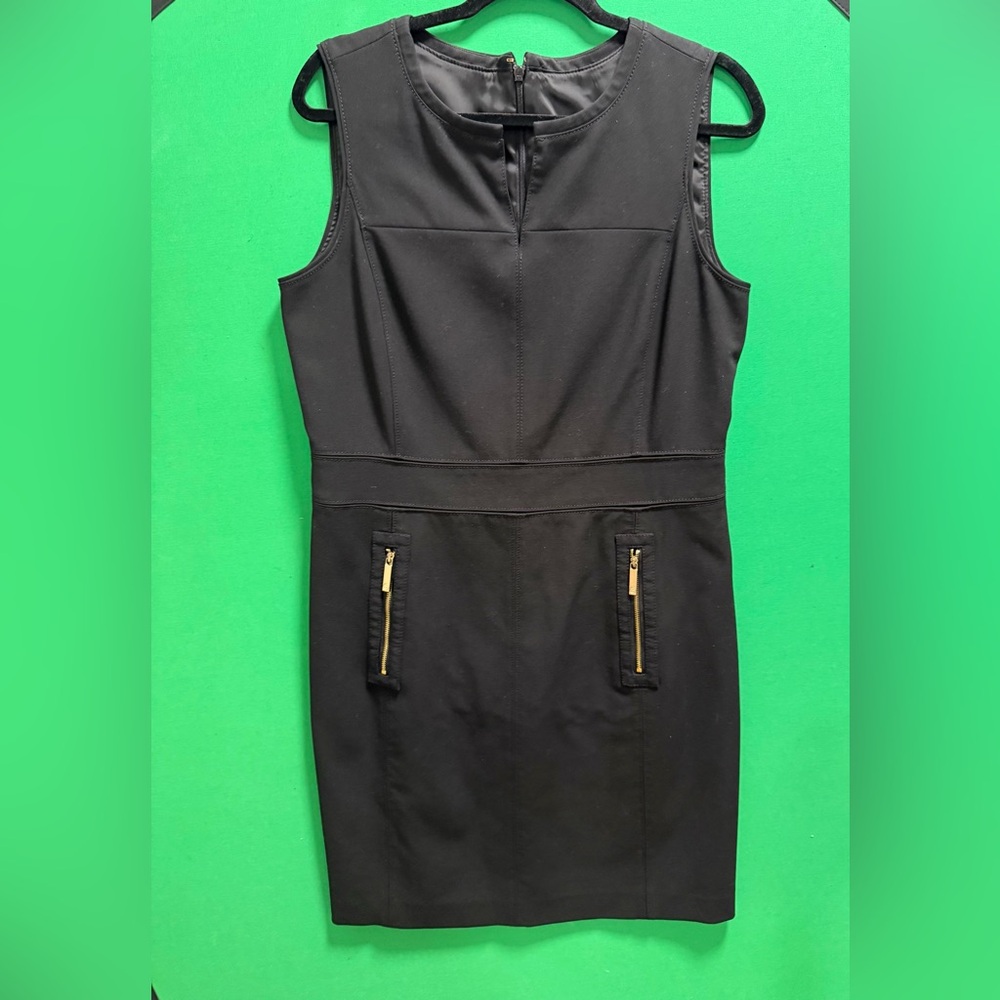 Tory Burch women’s Black classic pencil Dress with Golden Zippers Size L